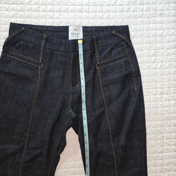 Serra Raw Denim Straight Leg Jeans Dark Wash Pants, 26 - Picture 4 of 9